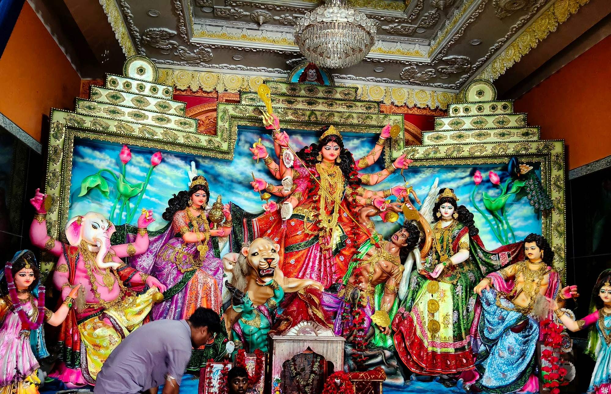 A richly decorated Durga idol